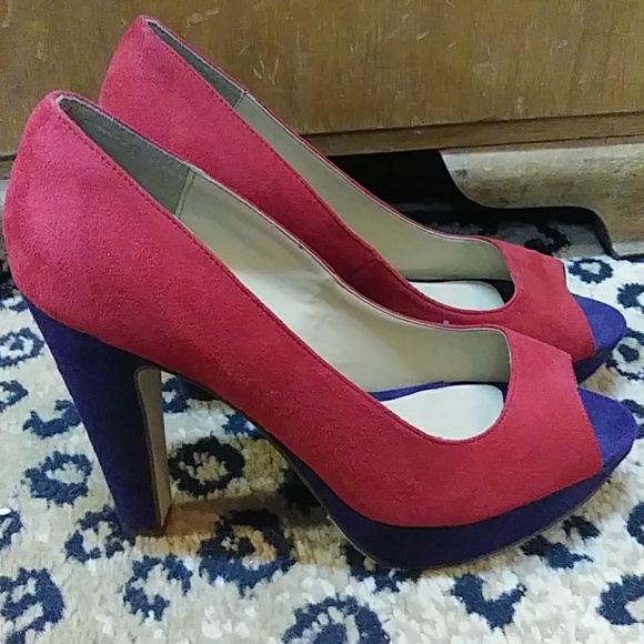 red and purple heels